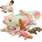 Bicho de pelúcia MoriSmos Giant Chameleon com 4 bebês lagartos