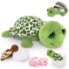 Bicho de pelúcia MoriSmos Sea Turtle 35 cm com 3 filhotes de tartarugas
