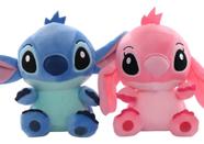Bicho De Pelucia Musical Casal Stitch Azul Lilo Rosa 20cm - Enviamos no mesmo dia