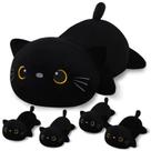 Bicho de pelúcia SQEQE Black Cat Mommy com 4 bebês de gato na barriga