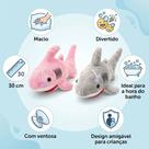 Bicho de Pelucia Tubarao 30cm com Ventosa Cinza ou Rosa Brinquedo Macio Infantil para Presente
