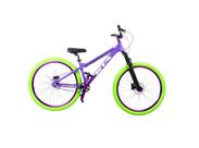 Bicicleta 26 Gta Gravity Cor Roxo Freeride Single Hollowtech Cubo k7 Barulhento Garfo C/Trava Freio a Disco Hidráulico Pneu Flame Verde