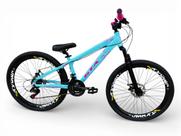 Bicicleta 26 Rebel Gta Alumínio 21v Downhill Freeride Aros Vmaxx Freio a Disco Pneu Flame