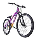 Bicicleta 26 vikingx 21v index - tuff x-25 - roxo/amarelo