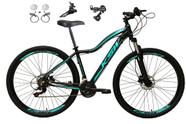 Bicicleta 29 Ksw Mwza Feminina Cambio Shimano 24v Freio Hidráulico Garfo Suspensão - Preto/Azul