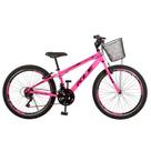 Bicicleta Aro 24 Alumínio Kls Sport Gold Freio V-Brake Mtb 21 Marchas Feminina