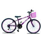 Bicicleta Aro 24 C/cestinha Forss Anny 18 Marchas Rosa