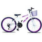 Bicicleta Aro 24 C/cestinha Forss Anny 18 Marchas Turquesa