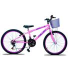 Bicicleta Aro 24 C/cestinha Forss Anny 18 Marchas Violeta