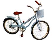 Bicicleta aro 24 retrô vintage sem marchas com cesta azulbb