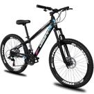 Bicicleta Aro 26 Dropp Freeride Alumínio 21m Freios A Disco Cãmbios Shimano - Preto Azul e Rosa