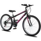 Bicicleta Aro 26 Dropp Sport Infantil Adulto18 Vel Marchas Freio V-brake - Preto e Rosa