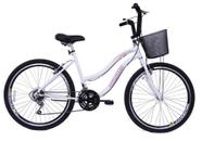 Bicicleta Aro 26 Feminina Beach 18 Marchas Branca