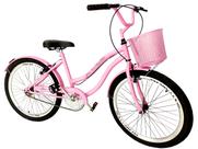 Bicicleta aro 26 feminina retrô beach sem marcha com cesta