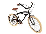 Bicicleta Aro 26 masculino beach Caiçara retrô 6v Preto