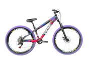 Bicicleta Aro 26 VikingX Preto Rosa 1x7 Câmbio Shimano com Pneu Roxo