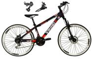 Bicicleta Aro 26 Vikingx Tuff 21v Alumínio Câmbio Shimano Freio a Disco Aros Vmaxx Brancos - Roxo/Laranja