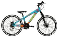 Bicicleta Aro 26 Vikingx Tuff Azul com Laranja 21v Alumínio Freio a Disco Aros Vmaxx Pretos Bicicleta Aro 26 Vikingx Tuff Azul com Laranja 21v Alumínio Freio a Disco Aros Vmaxx Pretos