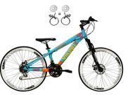 Bicicleta Aro 26 Vikingx Tuff Azul/Laranja 21v Alumínio Freio Hidráulico a Disco Aros Vmaxx Brancos Bicicleta Aro 26 Vikingx Tuff Azul/Laranja 21v Alumínio Freio Hidráulico a Disco Aros Vmaxx Brancos
