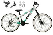 Bicicleta Aro 26 Vikingx Tuff Branco/Verde 21v Alumínio Câmbios Shimano Freio a Disco Hidráulicos Aros Vmaxx Brancos