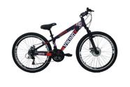 Bicicleta Aro 26 Vikingx Tuff Roxo/Laranja X25 21v Alumínio Câmbios Shimano Freio a Disco Hidráulicos Aros Vmaxx Pretos