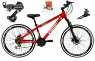 Bicicleta Aro 26 Vikingx Tuff Vermelha X30 21v Alumínio Câmbios Shimano Freio a Disco Hidráulicos Aros Vmaxx Pretos