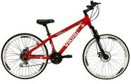 Bicicleta Aro 26 Vikingx Tuff Vermelho 21v Alumínio Freeride Freio a Disco Aros Vmaxx Branco
