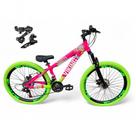 Bicicleta Aro 26 VikingX Tuff X25 21v Freio a Disco Rosa-verde