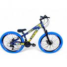 Bicicleta Aro 26 Vikingx Tuff X25 Freeride 21v Aros Vmaxx Dh Freio A Disco Pneu Flame - Azul/amarelo