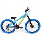 Bicicleta Aro 26 Vikingx Tuff X25 Freeride 21v Aros Vmaxx Dh Freio A Disco Pneu Flame - Azul-laranja