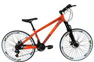 Bicicleta Aro 26 Vikingx Tuff X35 Laranja 21v Freios a Disco Hidráulicos Cabeamento Interno Freeride Aros Vmaxx Brancos