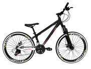 Bicicleta Aro 26 Vikingx Tuff X44 Preto/Branco 21v Alumínio Freio a Disco Aros Vmaxx Pretos