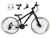 Bicicleta Aro 26 Vikingx Tuff X44 Preto/Branco 21v Câmbios Shimano Tz Freios Hidráulicos Aros Vmaxx Brancos