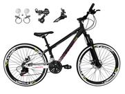 Bicicleta Aro 26 Vikingx Tuff X44 Preto/Branco 21v Câmbios Shimano Tz Freios Hidráulicos Aros Vmaxx Pretos