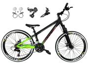 Bicicleta Aro 26 Vikingx Tuff X44 Preto/Verde 21v Câmbios Shimano Tz Freios Hidráulicos Rodas Vmaxx Preto