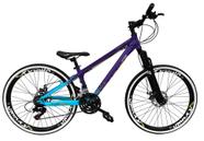 Bicicleta Aro 26 Vikingx Tuff X44 Roxo/Azul 21v Alumínio Freio a Disco Aros Vmaxx Pretos