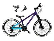 Bicicleta Aro 26 Vikingx Tuff X44 Roxo/Azul 21v Câmbios Shimano Tz Freio a Disco Aros Vmaxx Pretos