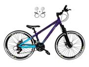 Bicicleta Aro 26 Vikingx Tuff X44 Roxo/Azul 21v Freios a Disco Hidráulicosóleo Aros Vmaxx Pretos