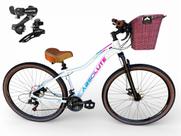 Bicicleta Aro 29 Absolute Hera Feminina Retrô Vintage 21v Shimano Confortável Cesta Selim 2 Molas