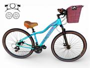 Bicicleta Aro 29 Absolute Hera Feminina Vintage Retrô 21v Hidráulico Confortável Cesta Selim 2 Molas