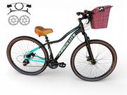 Bicicleta Aro 29 Absolute Hera Feminina Vintage Retrô 21v Hidráulico Confortável Cesta Selim 2 Molas