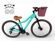Bicicleta Aro 29 Absolute Hera Feminina Vintage Retrô 21v Hidráulico Confortável Cesta Selim 2 Molas