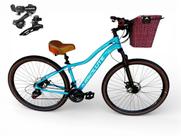 Bicicleta Aro 29 Absolute Hera Feminina Vintage Retrô 21v Shimano Confortável Cesta Selim 2 Molas