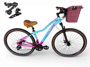Bicicleta Aro 29 Absolute Hera Feminina Vintage Retrô 21v Shimano Confortável Cesta Selim 2 Molas