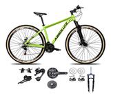 Bicicleta Aro 29 Absolute Nero 5 Kit 2x9 Gta Sunrun Freio Disco K7 11/36 Pedivela 24/38d Garfo com Trava Verde Pneu faixa Bege