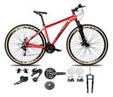 Bicicleta Aro 29 Absolute Nero 5 Kit 2x9 Gta Sunrun Freio Disco K7 11/36 Pedivela 24/38d Garfo com Trava Vermelho Pneu faixa Bege