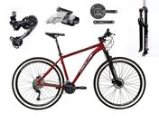 Bicicleta Aro 29 Absolute Wild Alumínio Câmbio Traseiro Shimano Deore e Altus 27v Freio Hidráulico Garfo Com Trava Pneus Faixa Bege - Vermelha
