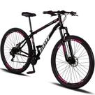 Bicicleta Aro 29 Aço Carbono Gott Vortex 21v Com Suspensão e Freio a Disco - Preto e Rosa