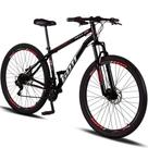 Bicicleta Aro 29 Aço Carbono Gott Vortex 21v Com Suspensão e Freio a Disco - Preto e Vermelho