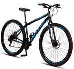 Bicicleta Aro 29 Aço Carbono Highlevel Freios A Disco 21 Marchas Preto e Azul